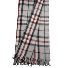 Briomhar Tartan Throw Blanket Plaid - Scottish Wool Blanket, Thick Warm Throw with Fringed Edges 60 x 70 inches (Thomson Grey)