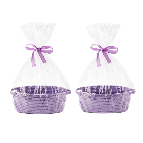 Gift Basket Empty with Handles,2 Pcs Gift Wrap Basket Empty,