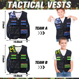 Sosation 8 Sets Tactical Vest Kit Compatible with Nerf Party Favor, Face Mask Wrist Ammo Holder Toy Gift (Green and Blue)