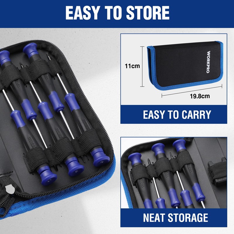 WORKPRO Precision Screwdriver Set 10-Piece, Cr-V Steel Small Screwdrivers Set,