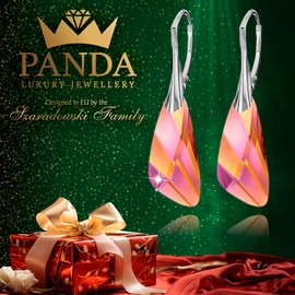 925 Silver Hanging Earrings for Women - Many Colours - Hanging Earrings with Crystals - Wings Jewellery for Her - Silver Earrings Girls A Gift for a Woman, Sterling Silver, Crystal