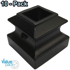 Affordable Stair Parts - Iron Baluster Flat Shoes with Set Screw (10-Pack) for 1/2" Square Metal Spindles for Staircases (Real Satin Black not Matte or Flat Color)