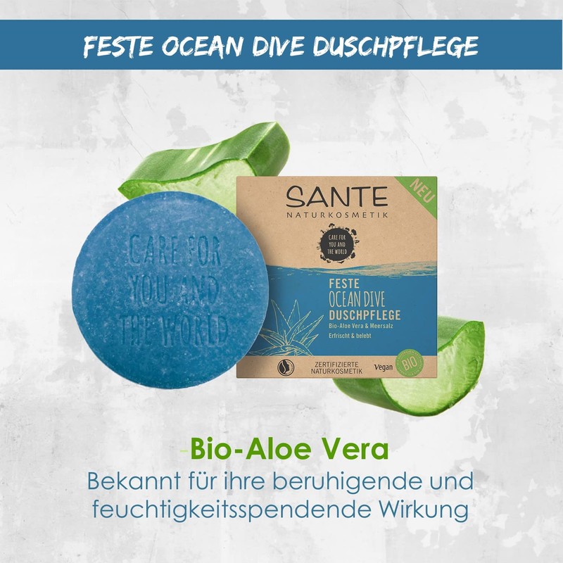 SANTE Naturkosmetik Solid Shower Soap Vegan Formula with Organic Aloe