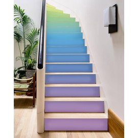 FLFK Iridescent Stair Stickers - Set of 15, Peel and Stick Stair Riser Decals, 39.3"x7.08"