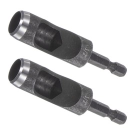 Kozelo 2pcs Leather Hole Punch Tool - [1/2" x 1/4" Shank] Extension Hex Shank Drill Bit Carbon Steel Hollow Puncher for Fabric Leathercraft Belts Use, 112mm Length