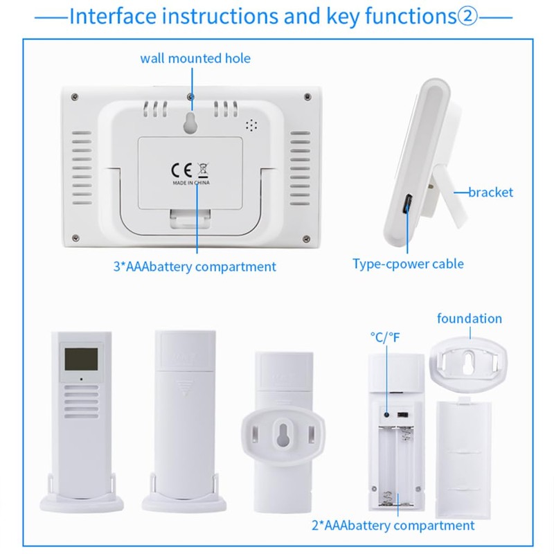 Wireless Weather Station with Indoor and Outdoor Thermometer Outdoor Thermometer