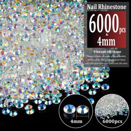 6000pcs 4mm Resin Rhinestones Bulk, Transparent AB Flatback Round Jelly Rhinestones Bedazzling Non Hotfix Crystal Gems Large Quantity Wholesale for DIY Crafts Clothes Tumblers Face Makeup Manicure