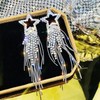 T-ztoss Zirconia Crystal Statement Tassel Dangle Earrings Silver Tone Rhinestone