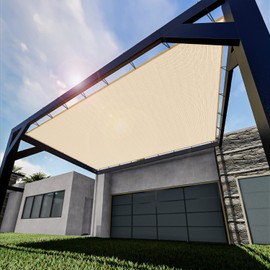 Goleray Sun Shade Sail 10'x21' Straight Edge with Grommets Rectangle Sunsail for Garden Awning Patio Canopy Gazebo Sun Shelter Weather Resistant 180GSM Heavy Duty, Sand