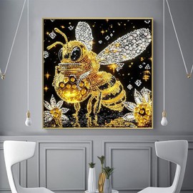 Diamond Art Kits for Adults, Bee Honey Special Shape Diamond Painting Kits for Beginners, DIY 5D Crystal Diamond Dots Gem Art Craft for Home Decor 11.8x11.8 Inch