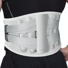 Faja lumbar para el dolor  Cinturón lumbar ajustable con 5 soportes de acero, soporte de cintura transpirable para hombres y mujeres, comodidad...    
