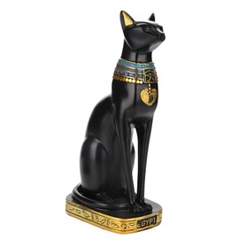 Cyrank Egyptian Cat Statue, Egyptian Cat Resin Statue, Egypt Decoration, Cat Sculpture, Egyptian Cat Resin Statue, Collectible Cat Goddess Statue Decoration for Home Office (M)