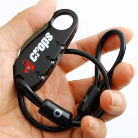 CROPS Helmet Lock, UNI-Q 1ft Long Cable, G.Sand 3-Digit Resettable Bike Lock Combination for Motorbike & Bicycle Accessories, Compact & Light Weight, Easy to Carry