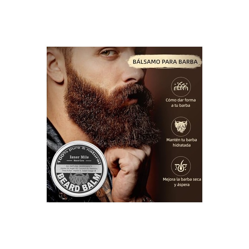 Kit Cuidado Barba 8 en 1, Kit Barba para Hombre,