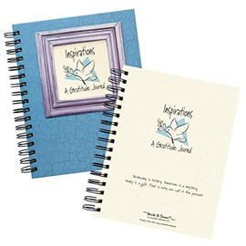 Journals Unlimited "Write it Down!" Series Guided Journal, Inspirations, A Gratitude Journal, with a Blue Hard Cover, Made of Recycled Materials, 7.5"x 9"