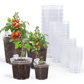 homenote Clear Nursery Pots for Plants,3/4/5/6.7 Inch Plant Pot for Planting Plastic Seedling Pots with Drainage Holes Seed Starter Pot Flower Pots High Transparency with 20 Plant Labels (36 Pack)