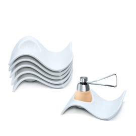 Egg cups and egg cutters, elegant egg cup set made of porcelain & ceramics, stackable & space-saving, high-quality design for a stylish breakfast experience (white)