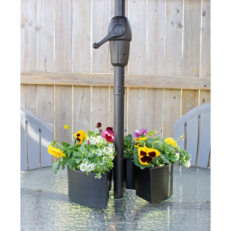AuldHome Umbrella Planter for Patio Table with Umbrella Hole (Black),