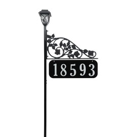 Address America USA Handcrafted Rose Reflective Double Sided Address Sign with Solar Light- 58" Pole - SL