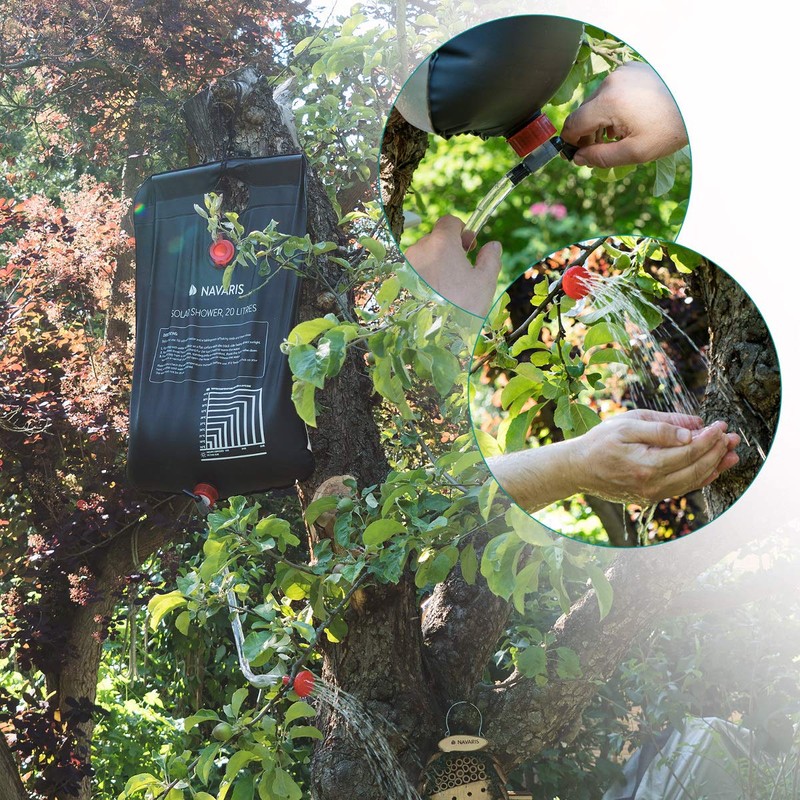 Navaris ポータブルシャワー 簡易シャワー 容量20L - ソーラー 温水 携帯式 水タンク キャンプ