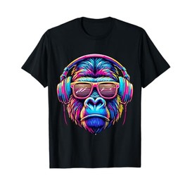 Gorilla with Sunglasses listening Music Gorilla Headphones T-Shirt