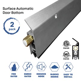 Legacy 2 PACK: Fire Rated/Light Duty/Surface Mounted Automatic Door Bottom (7123CA) with Solid Rubber Extrusion, SMS # 6 x 1" Supplied, (32" L x 19/32" W x 2" H)