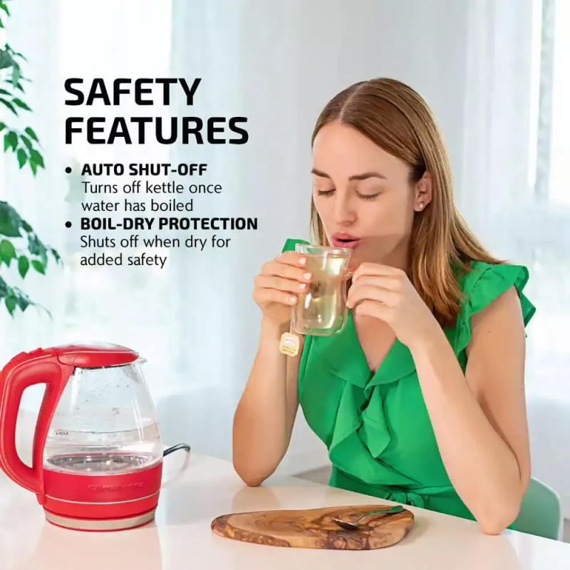 OVENTE Illuminated Electric Kettle with Filter Fast Heating Auto-Shut Off