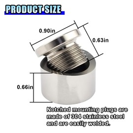 DUSCOKE 2 Pair M18 X 1.5 Notched Style Bung and Plug, Stainless Steel Fitting Plugs Car Oxygen Sensor Mounting Bungs, Universal Weld Plugs Auto Sensor Accessories (4PCS)