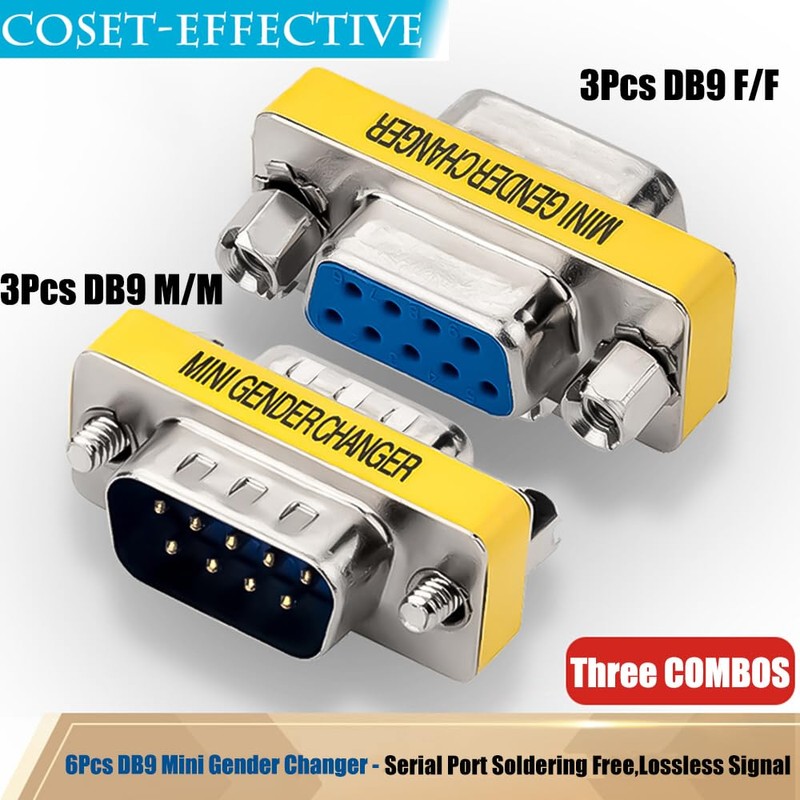Warmstor 6-Pack 9Pin RS232 Serial Cable DB9 Male to Male/Female