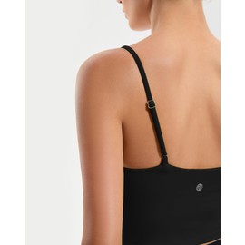 RIOJOY Women's Sports Bra, Lycra Sports Bra with Adjustable Straps, Removable Inserts, Crop Tops, Tank Top with Integrated, black, S