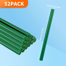 MATUFF Green hot Glue Sticks Full Size 0.43” Dia x 8” Long, Colored Hot melt Glue Sticks, Adhesive Glue Sticks for DIY Crafts Arts, Christmas Decoration School Home Fixing and Gluing Project, 52pcs