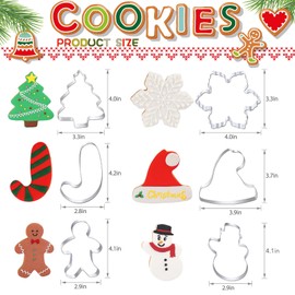 Large Christmas Cookie Cutters - 6 Pcs 4 Inch Holiday Cookie Cutter - Christmas Tree, Santa Hat, Snowflake, Gingerbread Men, Snowman and Candy Cane Shapes Cookie Molds for Winter Holiday DIY Baking