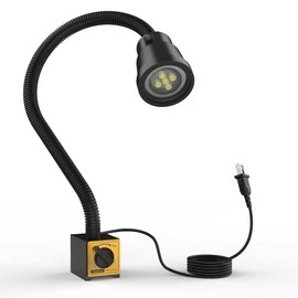 Magnetic Work Light, 9W Wood Machine Light, 900 Lumens Flexible Work Lamp for Lathe Milling Machine Drill Press, Aluminum Alloy Light Head