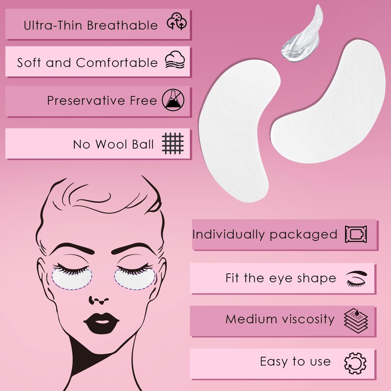 50 Pairs Pads for Eyelash Extensions, Gel Patches for Extensions,