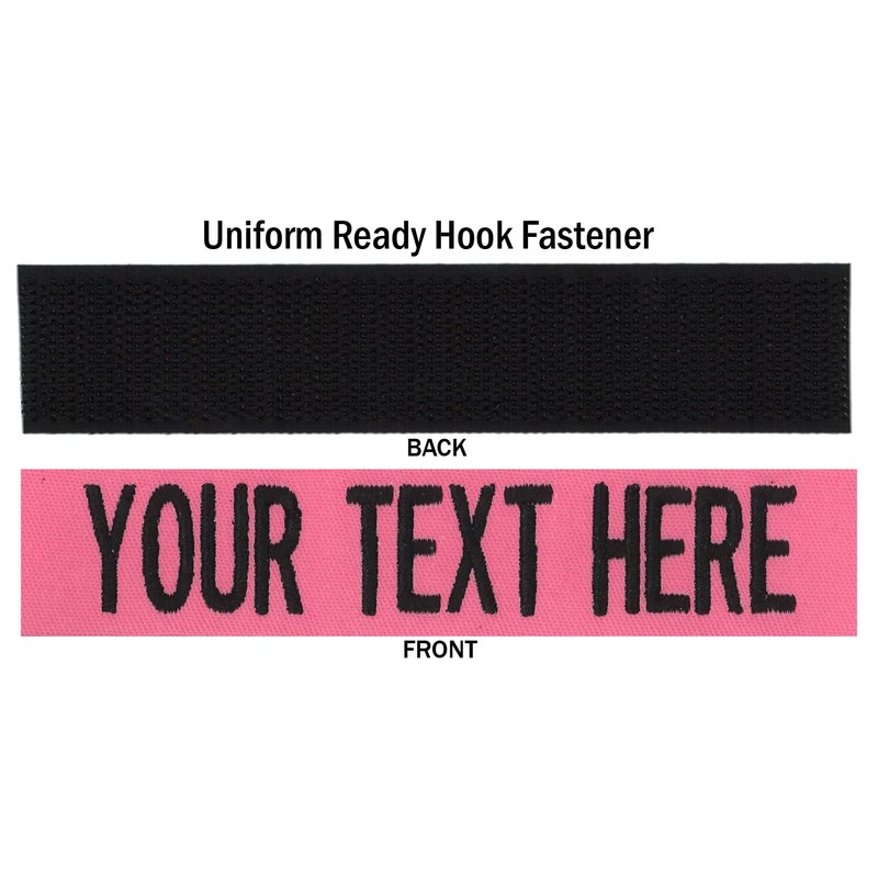 Custom Uniform Name Tape. Pink, 3.5 Inch Hook Fastener
