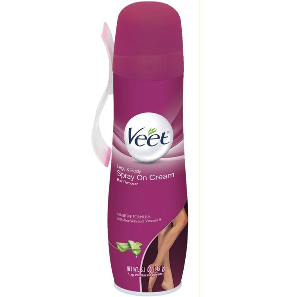 VEET Spray On Hair Removal Cream Sensitive Formula 5.10 oz (Pack of 10)