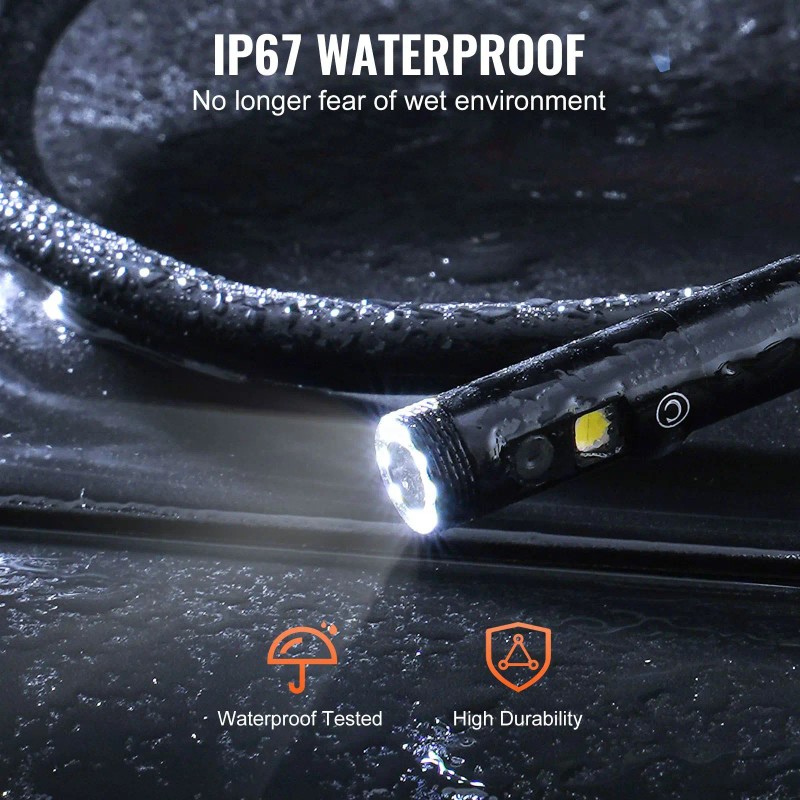 5\" Screen 1080P Endoscope Camera Triple Lens Borescope with 49.2FT