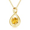 FANCIME Citrine Necklace November Birthstone Yellow Gold Plated Sterling Silver