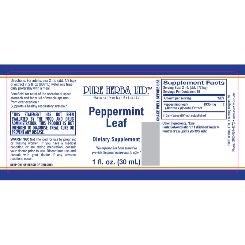 Pure Herbs: Peppermint Leaf - 1 oz.