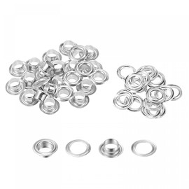 sourcing map 25Set 5.5mm Hole Copper Grommets Eyelets Silver Tone for Fabric Leather Canvas Curtain Clothing