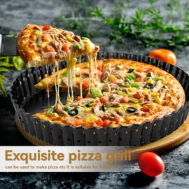 Agatige Carbon Steel Pizza Pan with Holes for Oven, 5.5/8/9 Inch Pizza Tray Deep Dish Pizza Pan Non-Stick Bakeware with Removable Bottom (8 Inch)