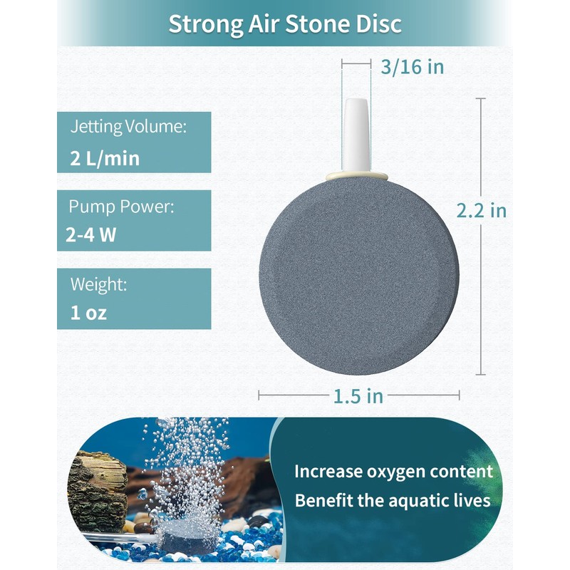 Pawfly Aquarium Air Stone Disc Bubbler 1.5 inch, Oxygen Diffuser