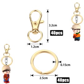 Key Ring Stainless Steel Small 80 Pieces Carabiner Key Ring Craft DIY Rings Carabiner Hook with Swivel Joint (Golden)