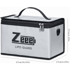 Zeee Lipo Fireproof Safe Bag - Large Capacity Storage Guard Pouch for Charging - 10 Cell Adjustable (10.6x6.7x6.7in)