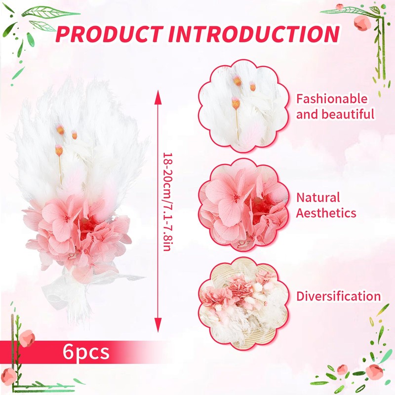 Larber 6pcs Mini Dried Flower Bouquets Boho Small Dried Flower