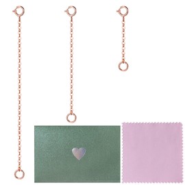 3Pcs Rose Gold Necklace Extenders for Women, 1/2/3 Inches Gold Necklace Extender, Chain Extenders for Necklaces Bracelets Chokers Anklets, Bracelet Extender for Jewelry Making