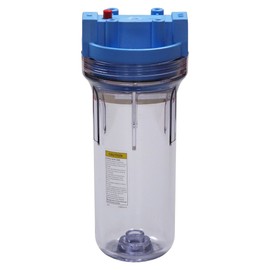 Pentair Pentek 150071 Traditional Standard Filter Housing, 3/4" NPT #10 Clear Water Filter Housing with Mounting Bracket Cap and Pressure Relief Button, 10-Inch, Blue/Clear