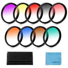 49mm Graduated Colour Filters Kit,Fotover 9 Pieces Gradual Colour Lens Filter Kit Set Accessory for Canon Nikon Sony Pentax Olympus Fuji DSLR Camera + Lens Filter Pouch