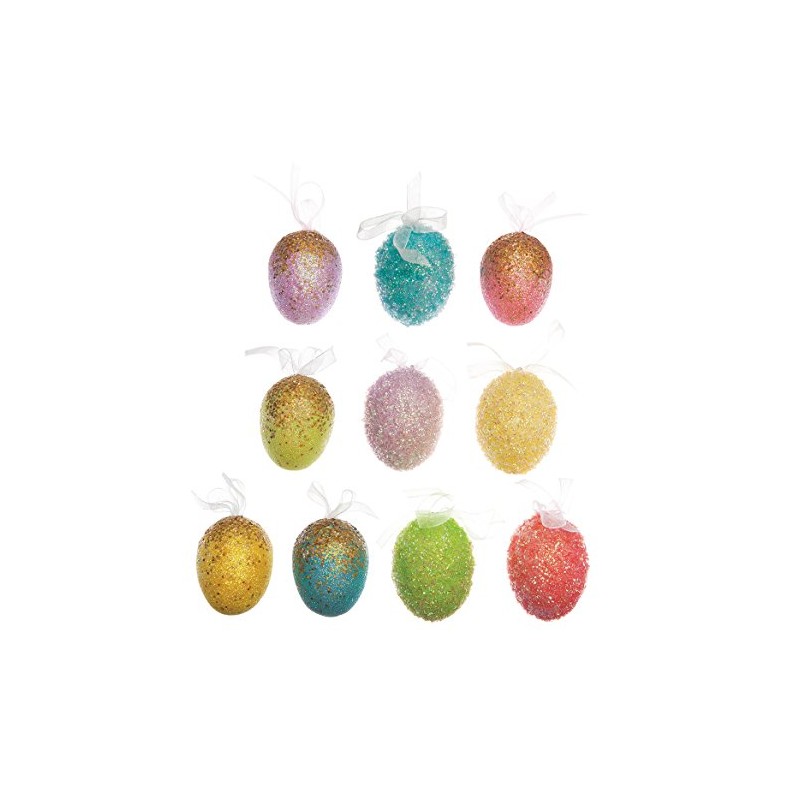 Easter Egg Hanging Ornaments, Set of 10, Dazzling Spring Décor