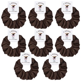 CEELGON A Tini Bit Espresso Bachelorette Party Favors Set of 8 Themed Bridesmaid Proposal Gifts Satin Scrunchies Hair Ties Bridal Shower Wedding Favors for Women